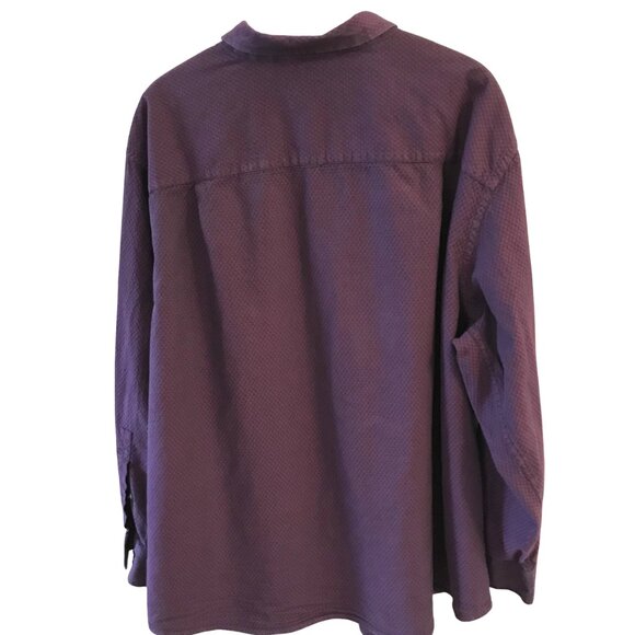 Synrgy Button-Down Cotton Shirt: Long Sleeves Heavyweight Dark Plum, Men’s XL - Picture 2 of 10